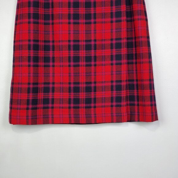 Talbots Plaid Wool Blend Career Academia Lined Faux Wrap Skirt Size 14 - Picture 3 of 10